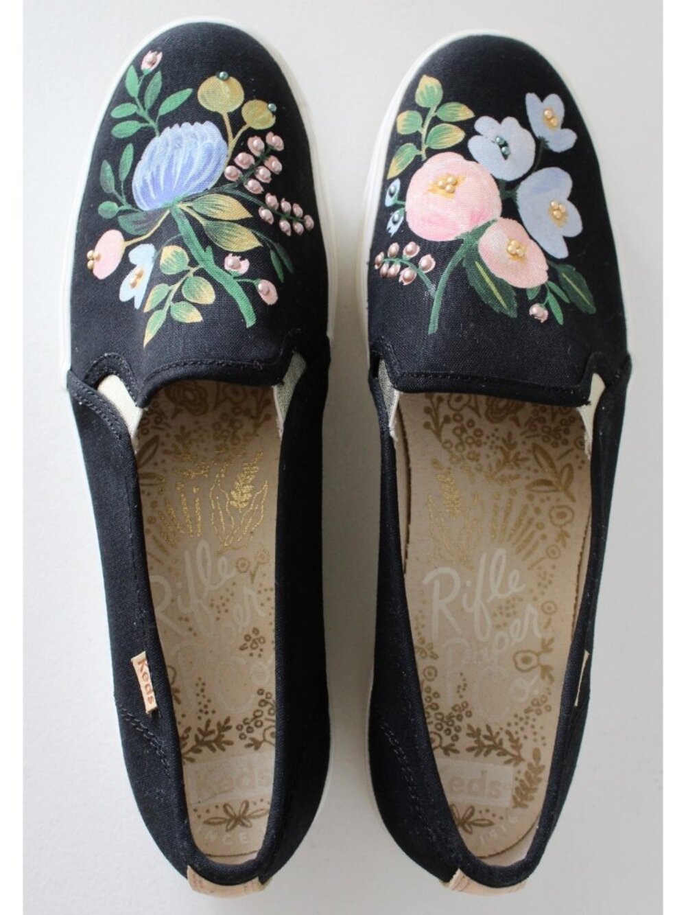 KEDS x RIFLE PAPER CO Anthropologie Botanical Floral Slip On Platform Shoes, 9